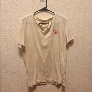 PINK Victoria's Secret Cream Tee with Pink Logo